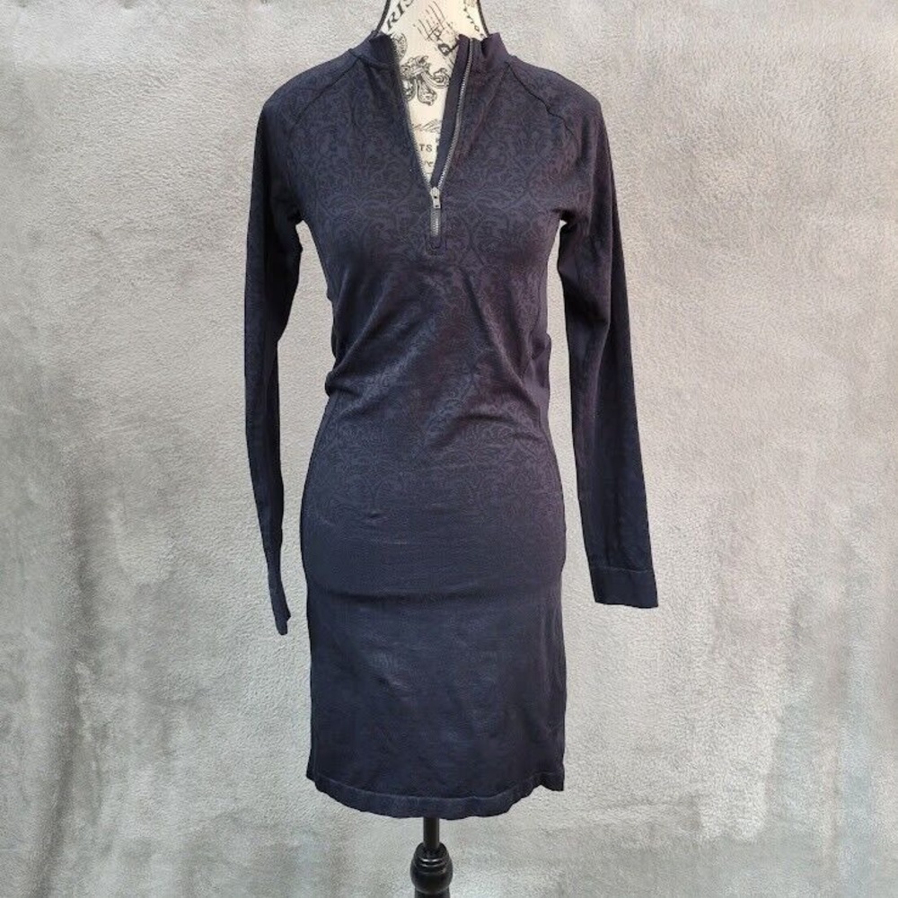 Fabletics Shirt Dress Womens Small Black Sheath Dress Jersey Paisley Embroidered